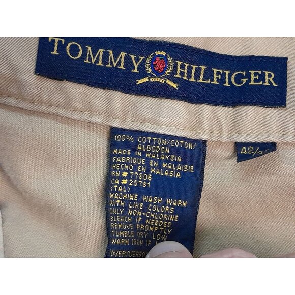 Vintage Y2K Tommy Hilfiger Wide Leg 42 x 32 Baggy Streetwear Chino Pants Tan - Picture 5 of 7
